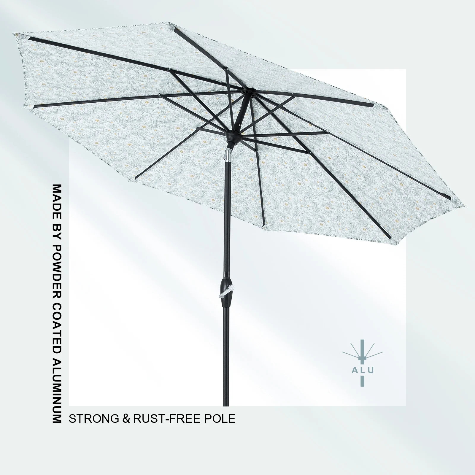 9ft Auto Tilt Outdoor Flora Patio Umbrella Flor