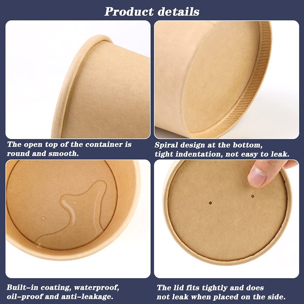 Tire Kraft Paper Salad Bowl com tampa de estimação