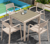 Mesa de jantar e cadeiras de terraço para pátio de lazer