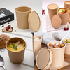 8oz-32oz Kraft Paper Sopa Cup Tiging com tampas