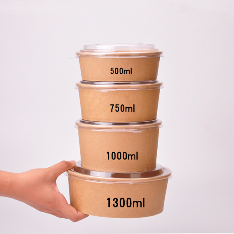 Tire Kraft Paper Salad Bowl com tampa de estimação