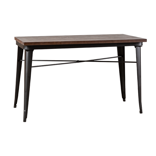 Mesa de jantar de madeira maciça mesa de ferro forjado e combinação de cadeira