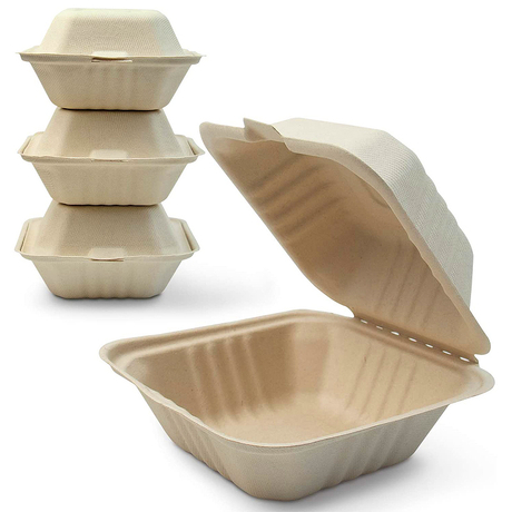 Bagasse de cana -de -açúcar Caixa de hambúrguer de embalagem de fast food 