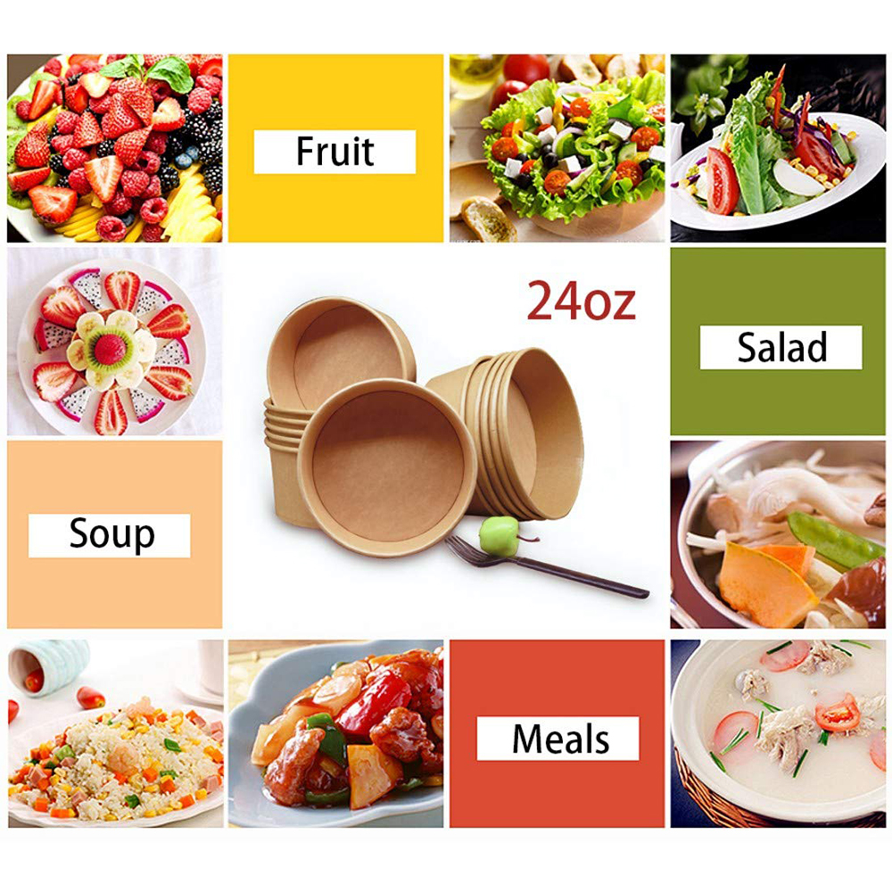 Tire Kraft Paper Salad Bowl com tampa de estimação