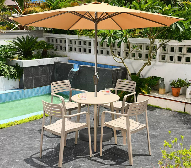 Mesa de jantar e cadeiras de terraço para pátio de lazer
