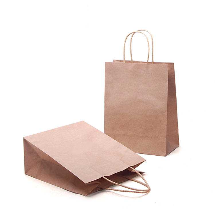 Atacos logotipo personalizado Impresso embalagens recicladas compras bolsa de papel kraft saco de papel com alças planas