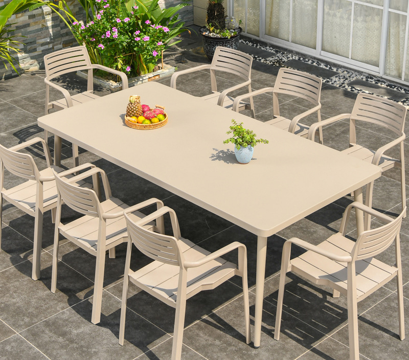 Mesa de jantar e cadeiras de terraço para pátio de lazer